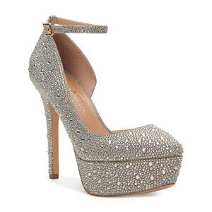 JESSICA SIMPSON Womens Gold 1-1/2" Platform Almond Platform Pumps Shoes 8.5 M